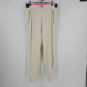 Peak Performance Jogger Pants Cream Pink Gold Zip Pockets Pull On Ankle Golf S